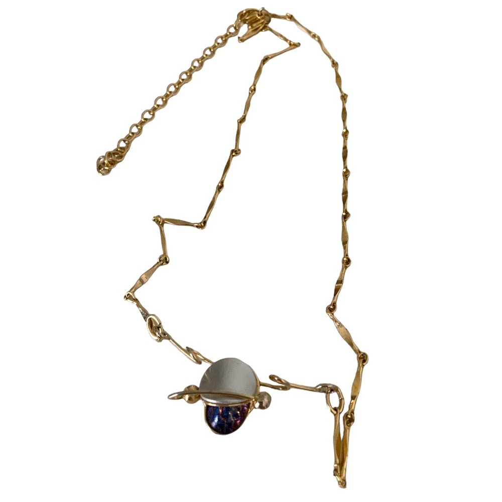 CHRISTOPHE POLY Abstract Dynamic Gold Necklace Hand Made Montreal Jewellery